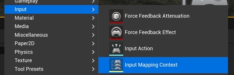 UE5 screenshot, new input mapping context
